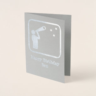 Astronomeer met telescoop - uw foto en tekst folie kaarten