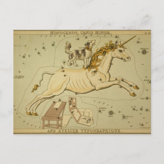  astronomie astrologie Monoceros unicorn Briefkaart (Voorkant)
