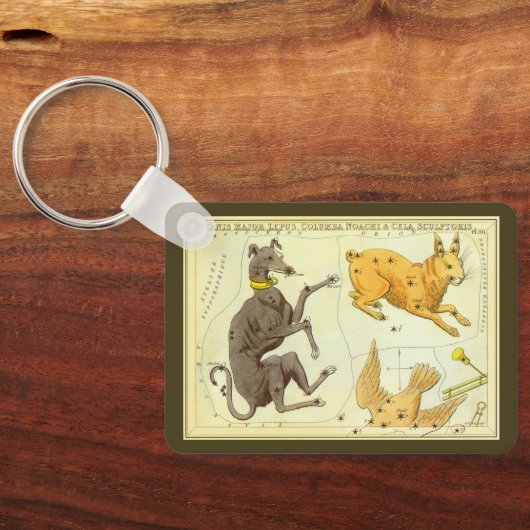  Astronomie, Celestial Map Star Chart in Sky Sleutelhanger (Achterkant)