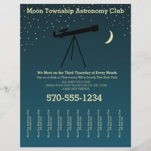 Astronomie Club Telescoop en sterren Scheur uit st Flyer