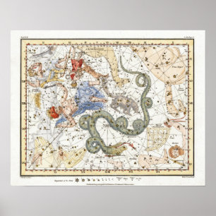 Astronomie Constellations Map Poster
