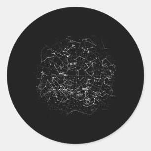 Astronomie Constellations Map Stars Galaxy Celesti Ronde Sticker