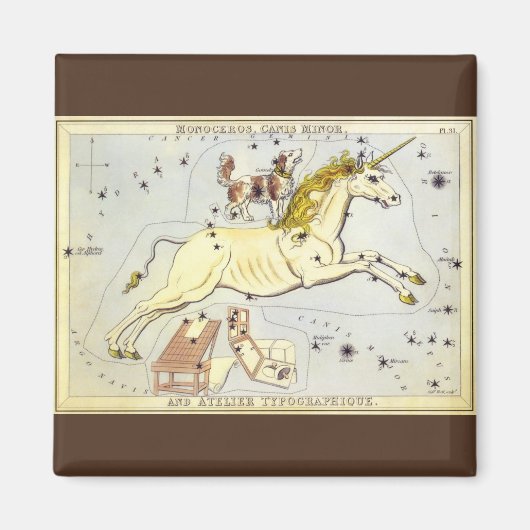  astronomie, Monoceros Unicorn Constellation Magneet (Voorkant)