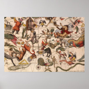  Astronomie, Star Map van Johannes van Keulen Poster