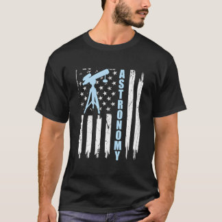 Astronomie VS Amerikaanse Vlag Telescoop 4 juli T-shirt