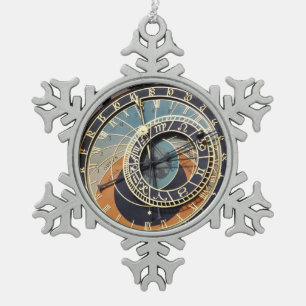 Astronomische klok in Praag Tin Sneeuwvlok Ornament