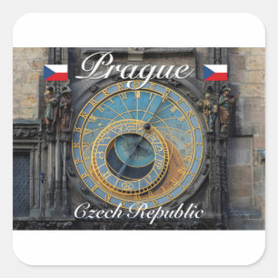 Astronomische klok Prague Orlog Tsjechië Vierkante Sticker