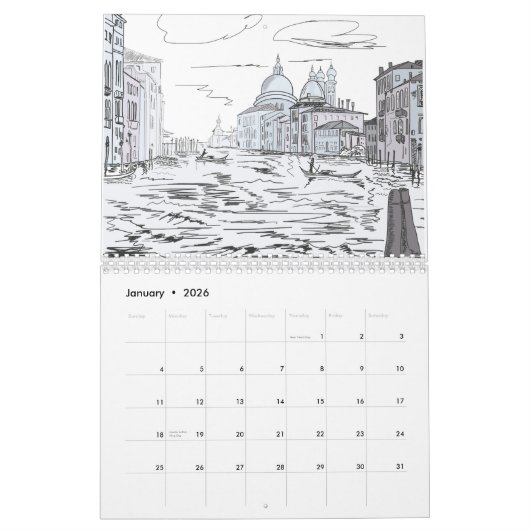 Astronomische Moderne Elegant Script Calendar Kalender (Jan 2026)