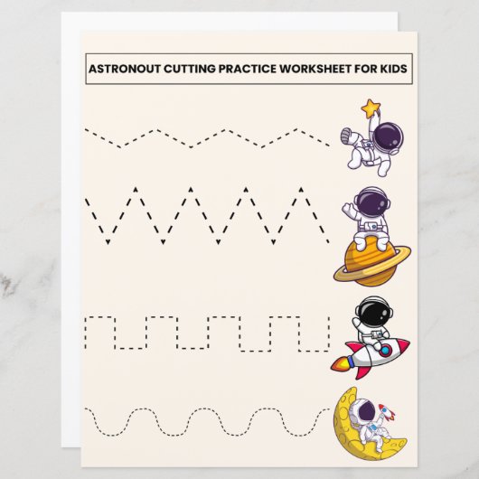 ASTRONOUT SNIJPRAKTIJK WERKBLAD VOOR KINDEREN (Voorkant / Achterkant)