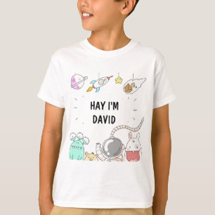 astronout spatial illustration t-shirt enfant