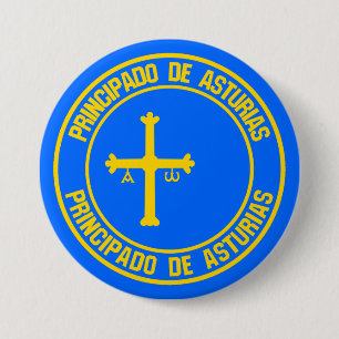 Asturias Round Emblem Ronde Button 7,6 Cm