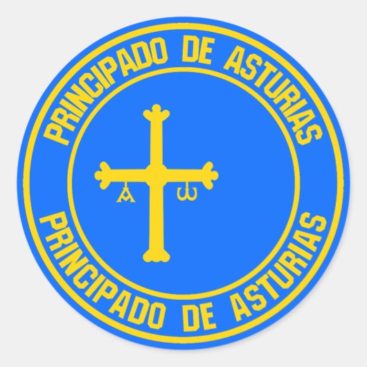 Asturias Round Emblem Ronde Sticker (Voorkant)