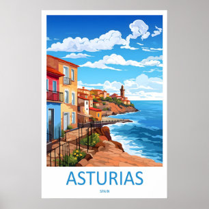 Asturias Vintage Reisposter Ski Nationaal Park Poster