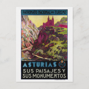 Asturië Spanje Vintage Reisposter Briefkaart