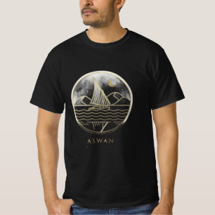 Aswan Zeilboot Minimalistische Lijnkunst - Gouden  T-shirt