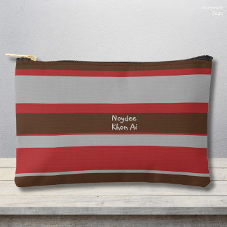 Asymmetric Stripes Horizontal Lines Gray Red Brown Etui