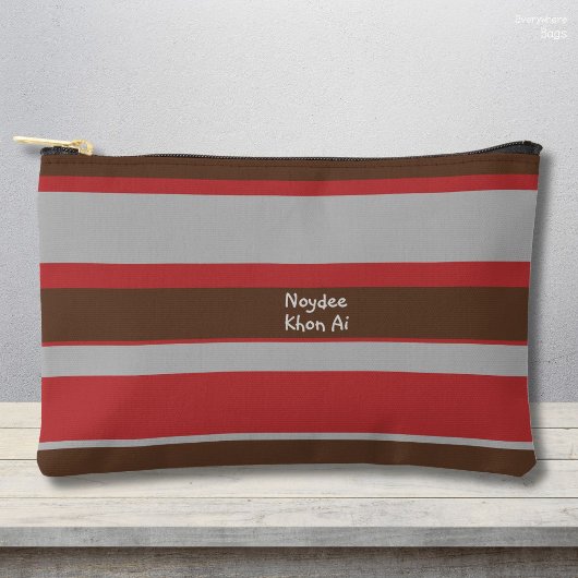 Asymmetric Stripes Horizontal Lines Gray Red Brown Etui