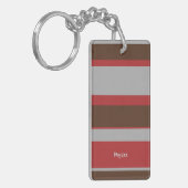 Asymmetric Stripes Horizontal Lines Gray Red Brown Sleutelhanger (Voorkant Links)