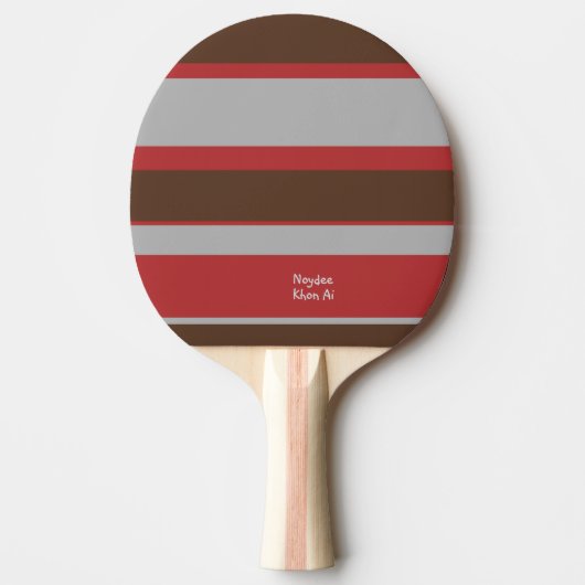 Asymmetric Stripes Horizontal Lines Gray Red Brown Tafeltennisbatje (Voorkant)