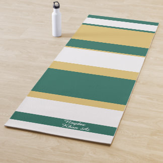 Asymmetric Stripes Lines Green Gold White Yogamat