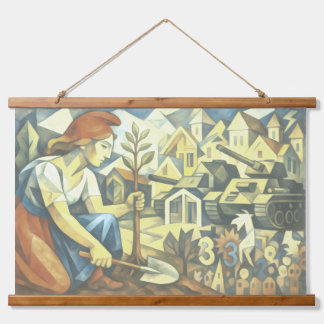 Asymmetrie van een gevecht hangend wandkleed