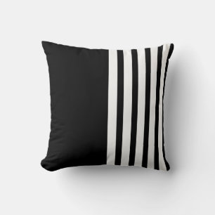 Asymmetrisch Abstract Kruis Witte Lijnen op Zwart Kussen