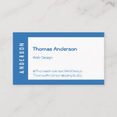 Asymmetrisch blauw-wit minimalistisch visitekaartje (Voorkant)