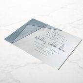 asymmetrisch lijst dusty blue bruiloft met zilver folie uitnodiging (Gedraaid)