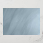 asymmetrisch lijst dusty blue bruiloft met zilver folie uitnodiging (Achterkant)