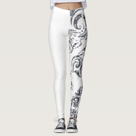 Asymmetrisch zwart-wit patroon & Jouw naam Leggings