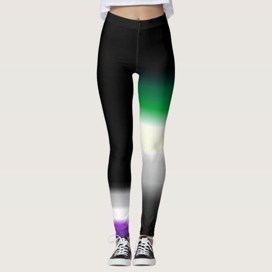 Asymmetrische aro ace asexual aromantic pride flag leggings (Voorkant)