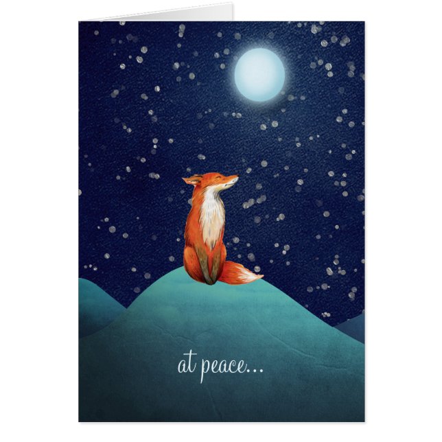 at peace ~ Charming Fox Under a Full Moon Card (Devant)