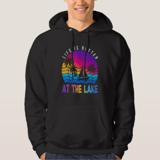 At The Lake Boat Retro Boating Summer Pontoon Hoodie