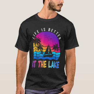 At The Lake Boat Retro Boating Summer Pontoon T-shirt