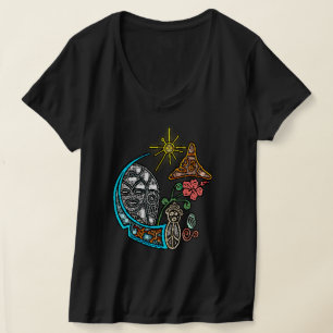 Atabey Taino Goddess Inheemse Symbolen V-nek T-shirt
