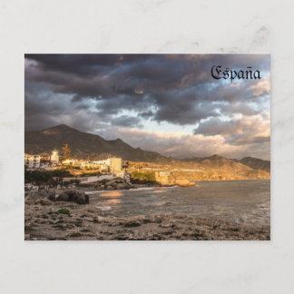 atardecer en la playa de Nerja en Málaga Briefkaart