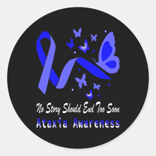 Ataxia Awareness Butterfly Support Ronde Sticker (Voorkant)