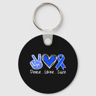 Ataxia Awareness Month Blue Ribbon Peace Love Cure Sleutelhanger