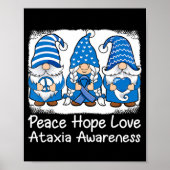 Ataxia Support gnomen met lintblauw Ataxia Awar Poster (Voorkant)