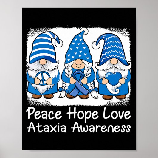 Ataxia Support gnomen met lintblauw Ataxia Awar Poster (Voorkant)