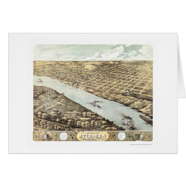 Atchison, KS Panoramic Map - 1869 (Voorkant Horizontaal)