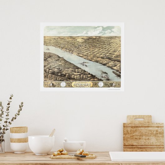 Atchison, KS Panoramic Map - 1869 Poster (Keuken)