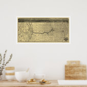 Atchison Topeka Santa Fé Railroad Map 1880 Poster (Keuken)