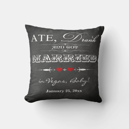Ate, bu et s'est marié FAUX Chalkboard Coussin (Recto)