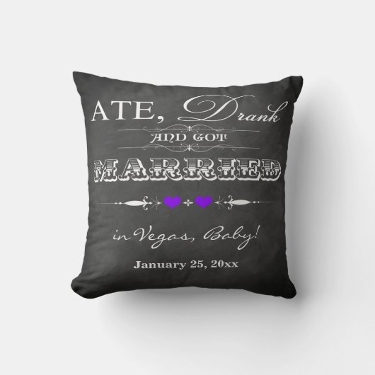 Ate, bu et s'est marié FAUX Chalkboard Coussin (Recto)