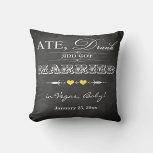 Ate, bu et s'est marié FAUX Chalkboard Coussin