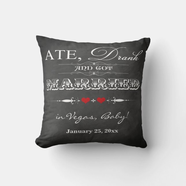 Ate, Drink en gehuwd met FAUX Chalkboard Pillow Kussen (Voorkant)