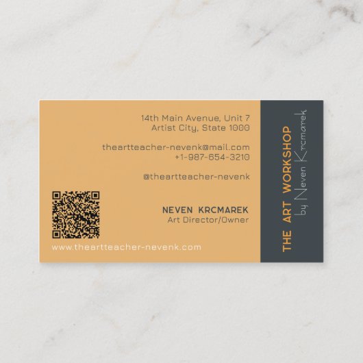 Atelier d'art Carte de visite d'artiste jaune (Dos)