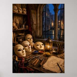 Atelier de Fabricant de Masques Vénitiens Affiche