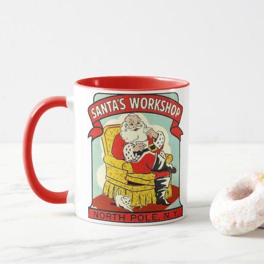 Atelier de père Noël Pôle Nord N.Y. - Mug (Avec donut)